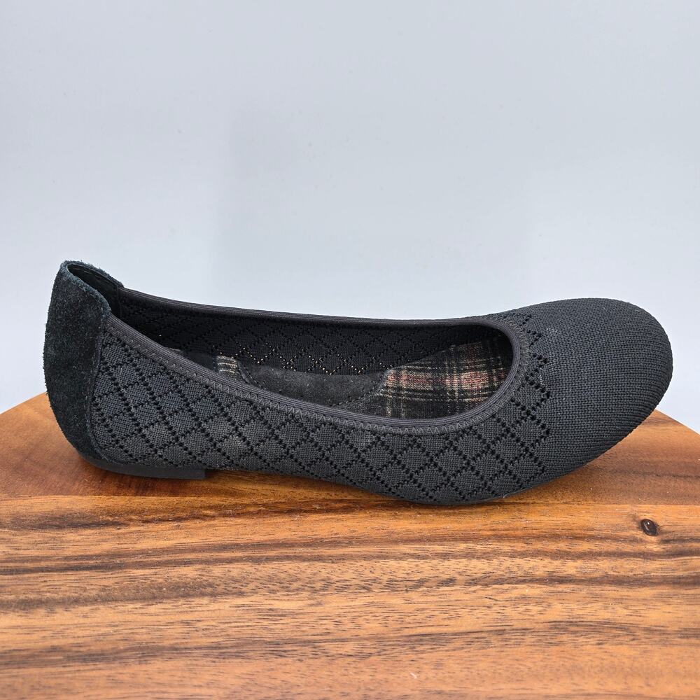 Born Ballet Flats Women's 6.5 Black Fabric Suede Leather Slip On Comfort Shoes